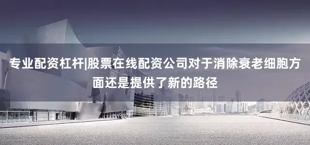 专业配资杠杆|股票在线配资公司对于消除衰老细胞方面还是提供了新的路径